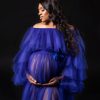 Royal blue colored maternity gown photoshoot