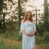 Light Blue maternity gowns in the forrest