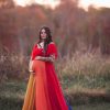 Rent this rainbow colored maternity gown